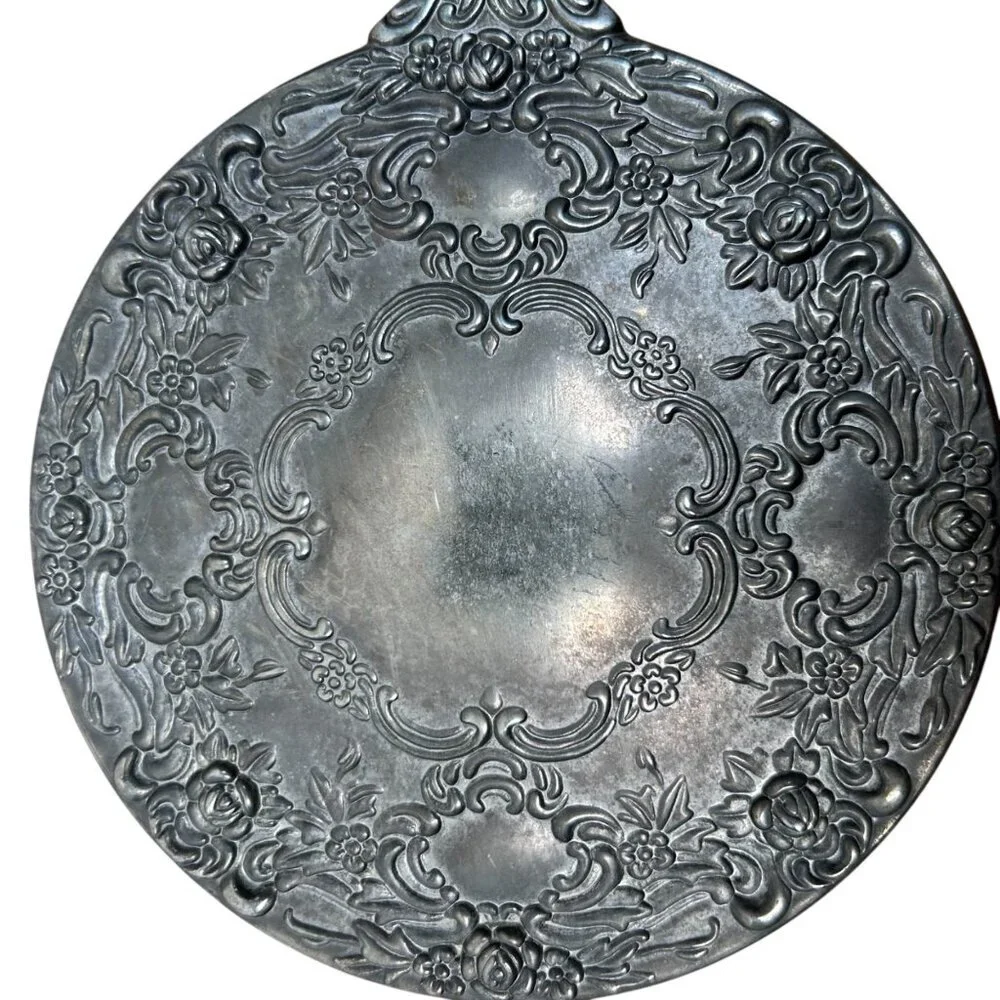 Vintage Handheld Mirror Boudoir Floral Collectible Heavy Cosplay Cottage